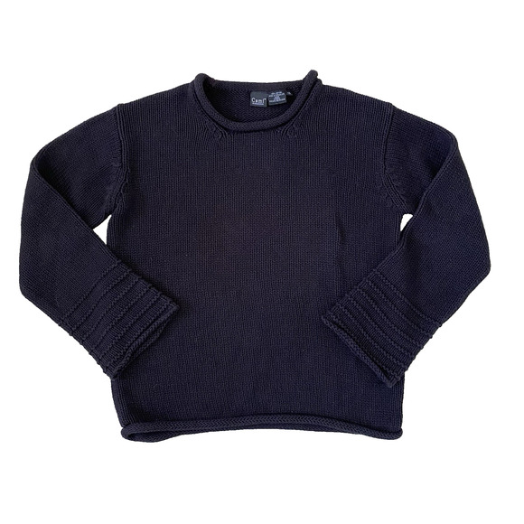 Vintage 90s Women's 100% Cotton Roll Neck Chunky Knit Fisherman Sweater XS Retro - Picture 1 of 6